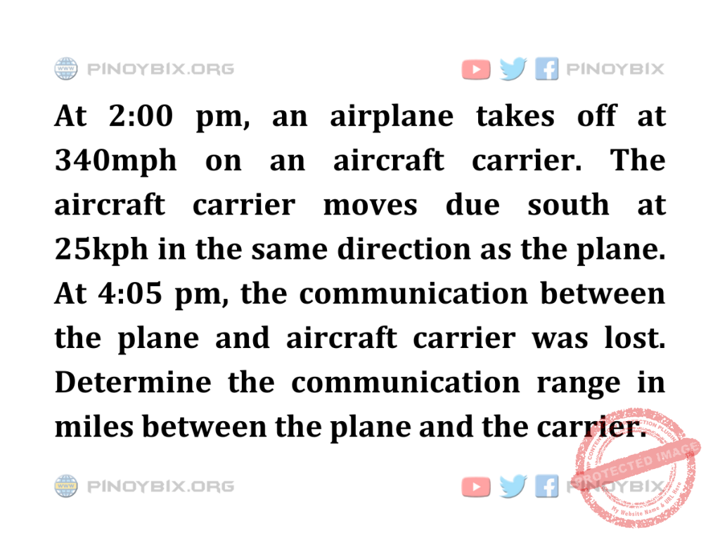 Solution: Determine the communication range in miles between the plane and the carrier