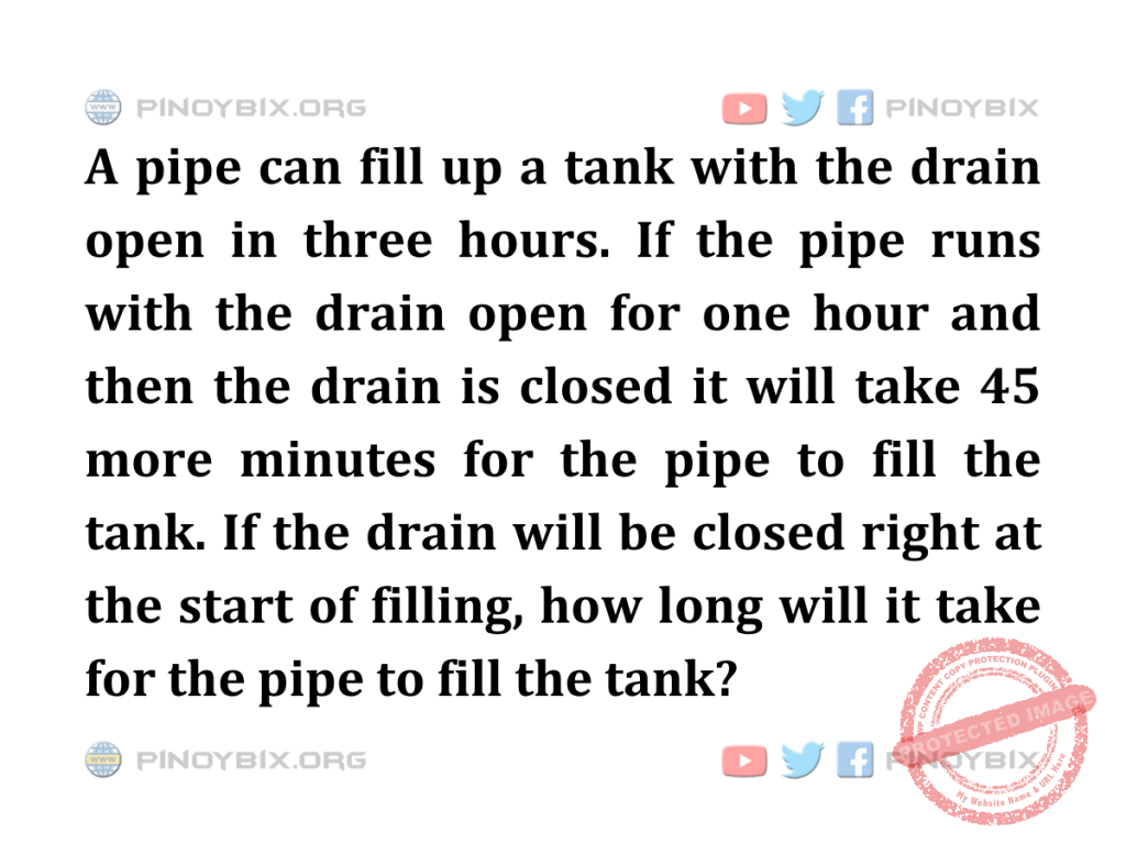 Solution: How long will it take for the pipe to fill the tank?