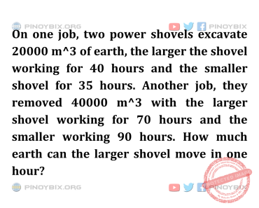 Solution: How much earth can the larger shovel move in one hour?