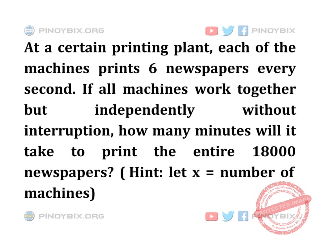Solution: How many minutes will it take to print the entire 18000 newspapers?