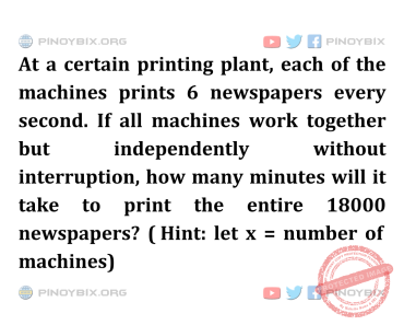 Solution: How many minutes will it take to print the entire 18000 newspapers?