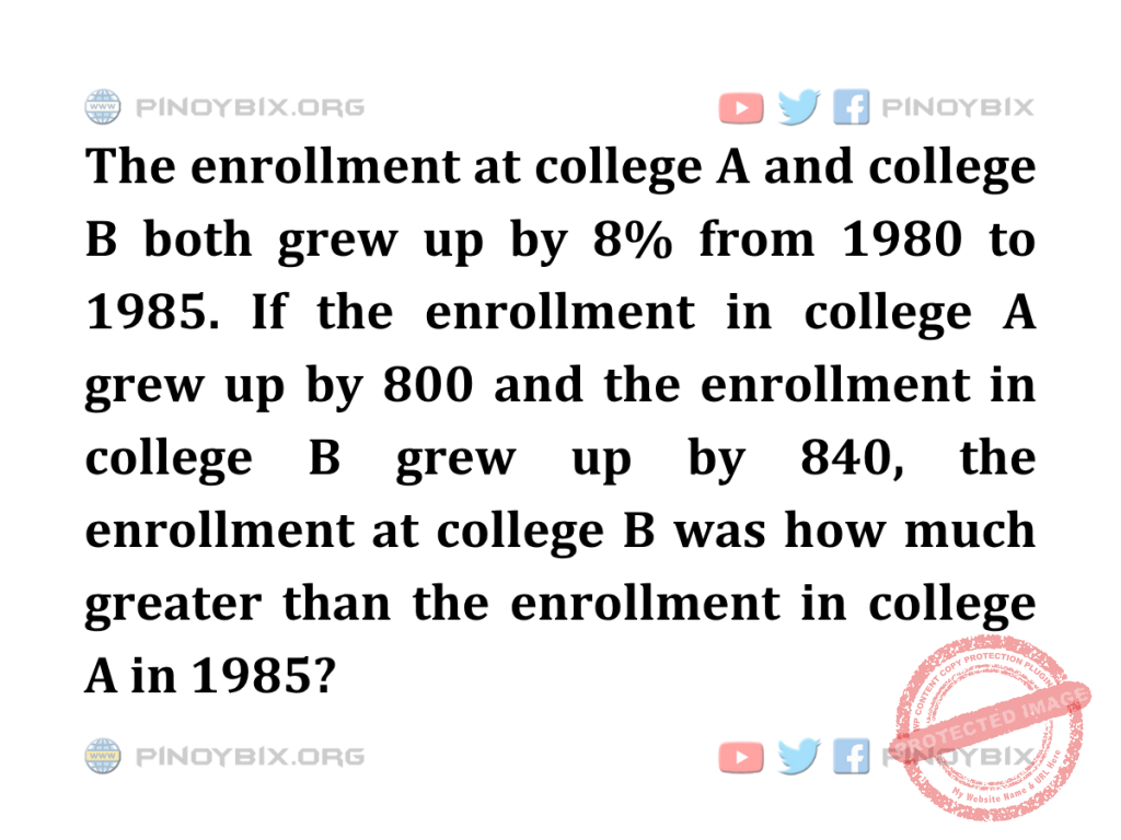 Solution: How much greater than the enrollment in college A in 1985?