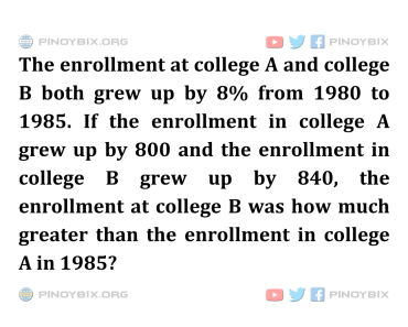 Solution: How much greater than the enrollment in college A in 1985?