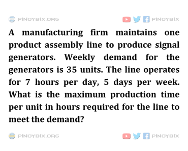 Solution: What is the maximum production time per unit in hours required