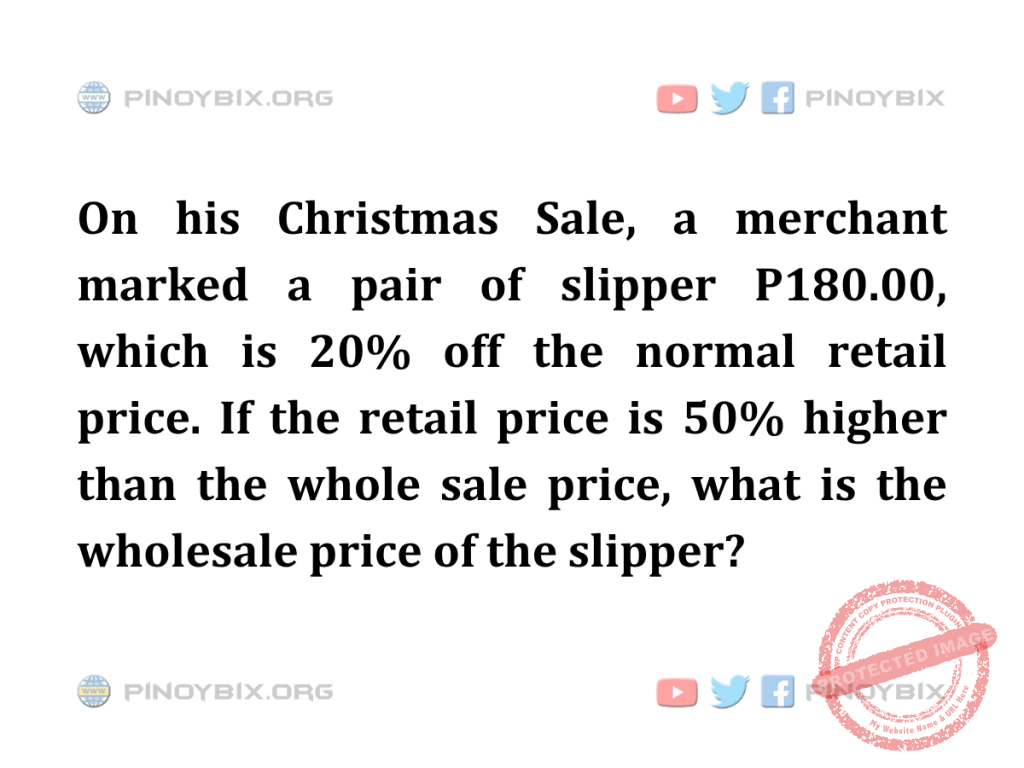 Solution: What is the wholesale price of the slipper?