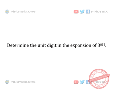 Solution: Determine the unit digit in the expansion of 3^855