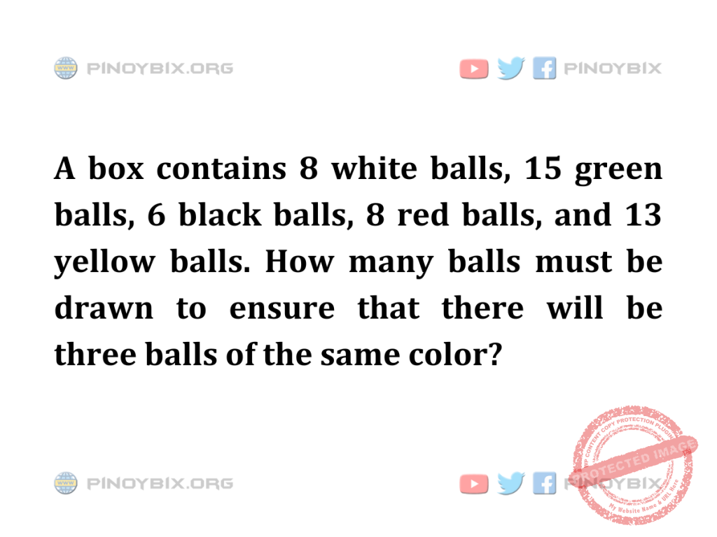 Solution: How many balls must be drawn to ensure that there will be three balls