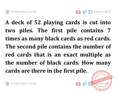 Solution: How many cards are there in the first pile? Solution: How many cards are there in the first pile?