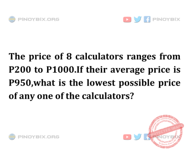 Solution: What is the lowest possible price of any one of the calculators?