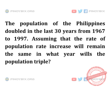 Solution: in what year will the population triple?
