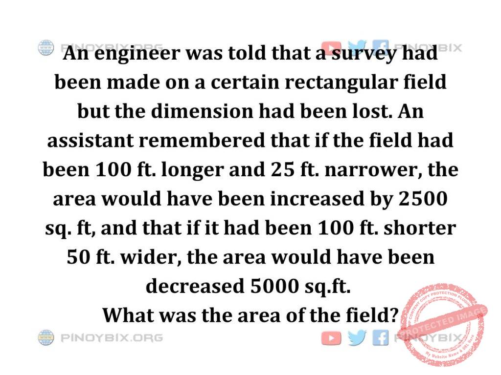 Solution: What was the area of the field?