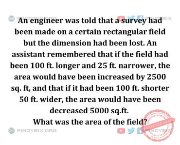 Solution: What was the area of the field?