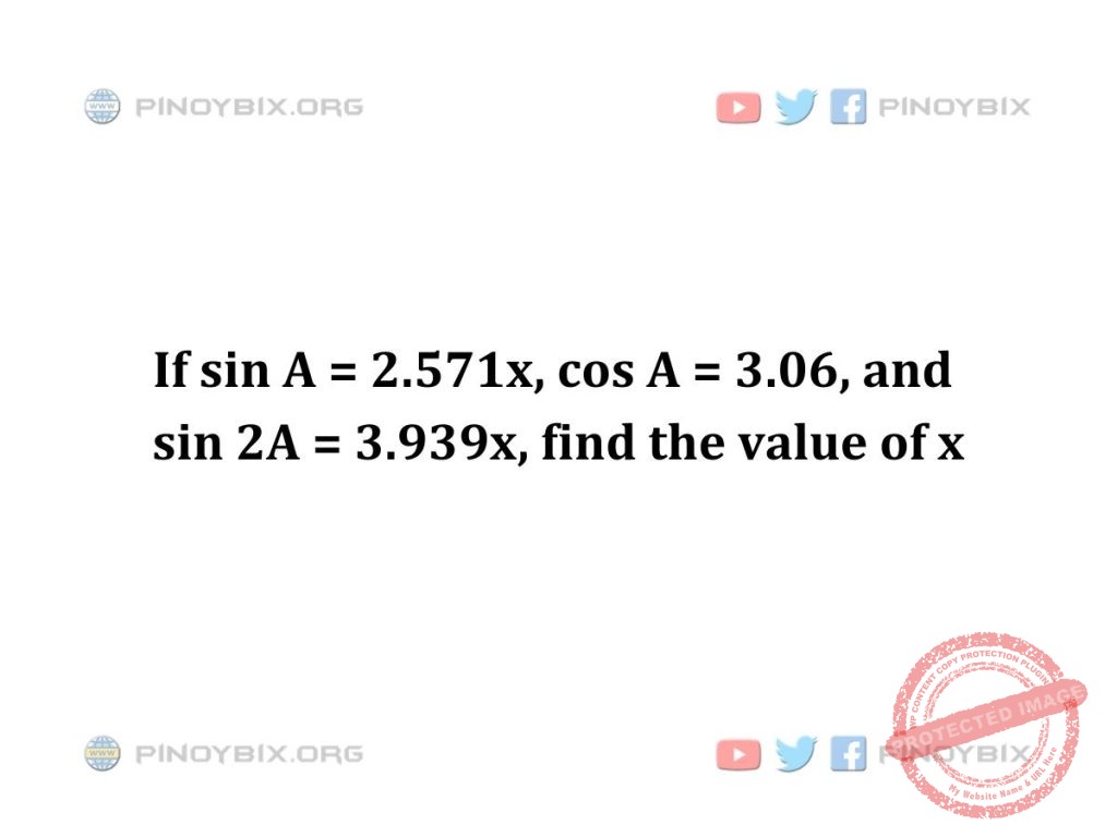 Solution: Find the value of x