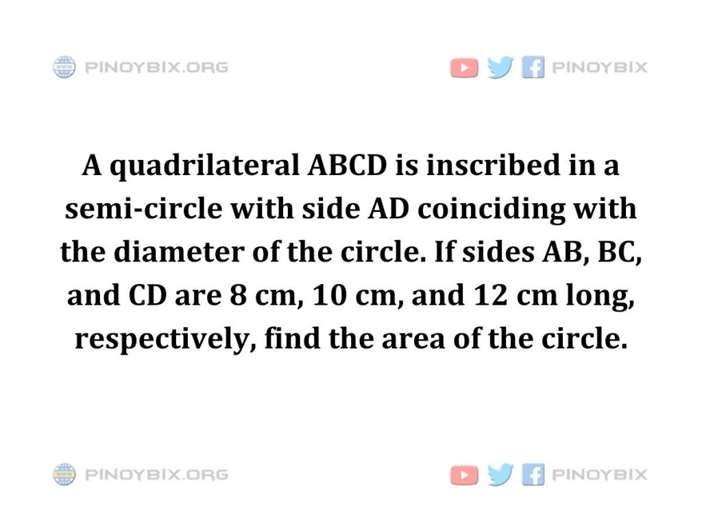 Solution: Find the area of the circle