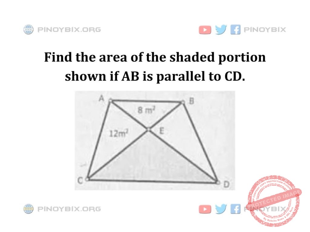 Solution: Find the area of the shaded portion shown if AB is parallel to CD