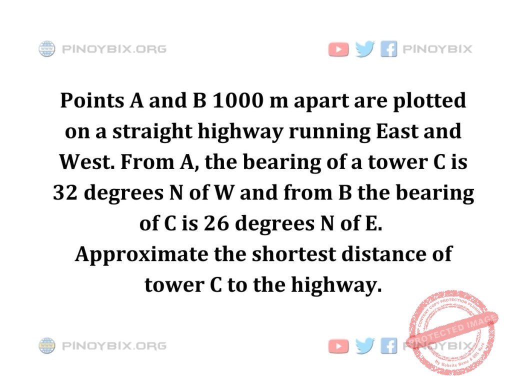 Solution: Approximate the shortest distance of tower C to the highway
