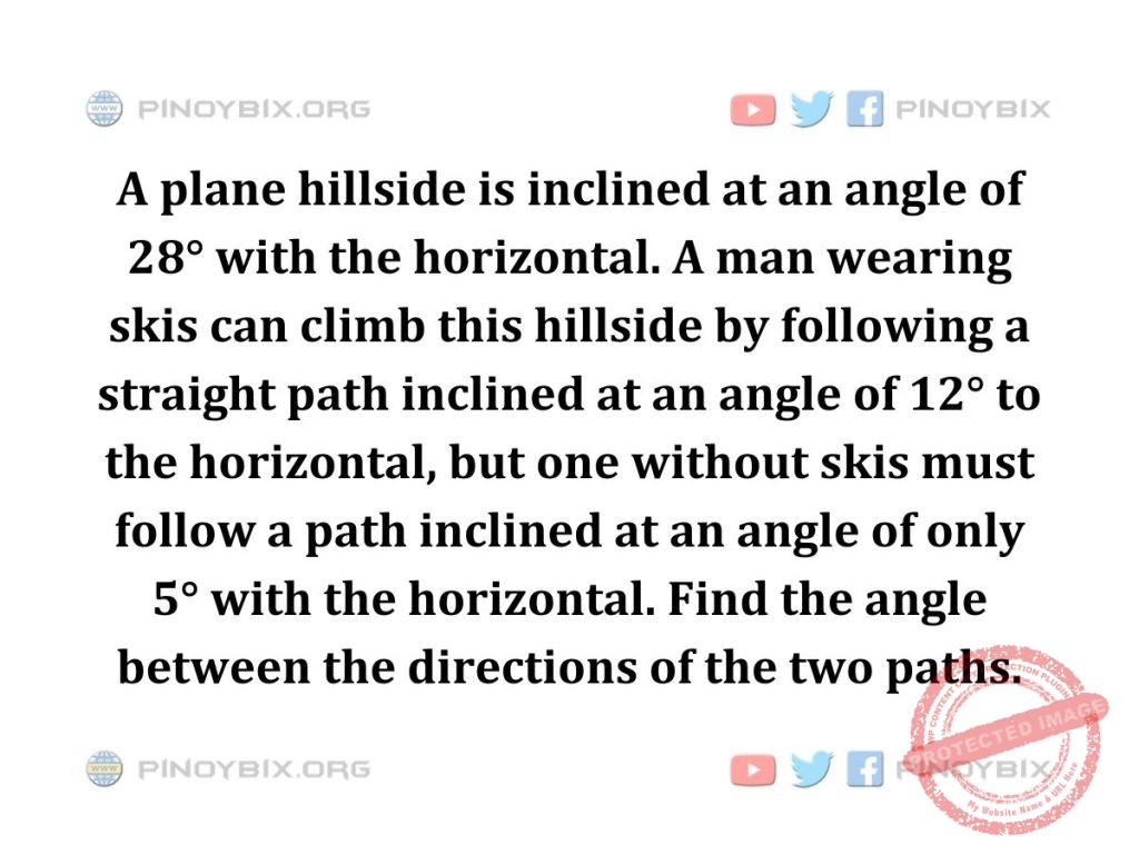 Solution: Find the angle between the directions of the two paths
