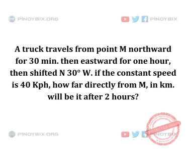 Solution: how far directly from M, in km. will be it after 2 hours?
