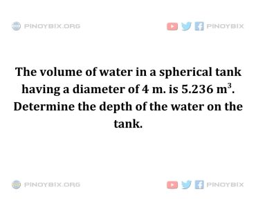Solution: Determine the depth of the water on the tank Solution: Determine the depth of the water on the tank