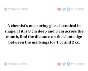 Solution: Find the distance on the slant edge between the markings for 1 cc and 2 cc Solution: Find the distance on the slant edge between the markings for 1 cc and 2 cc