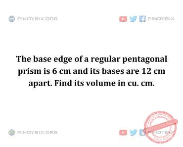 Solution: Find the volume of a regular pentagonal prism Solution: Find the volume of a regular pentagonal prism