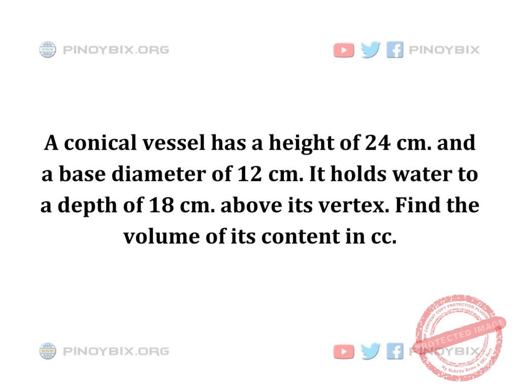 Solution: Find the volume of its content in cc.