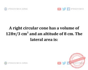 Solution: The lateral area is Solution: The lateral area is