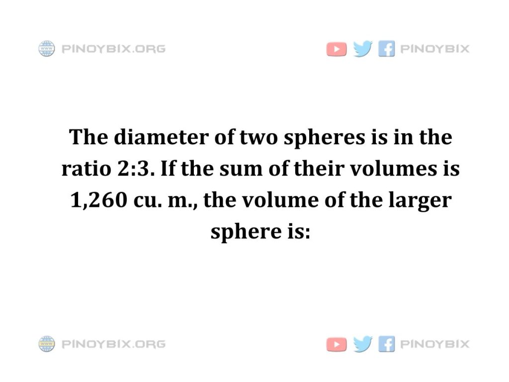 Solution: The volume of the larger sphere is