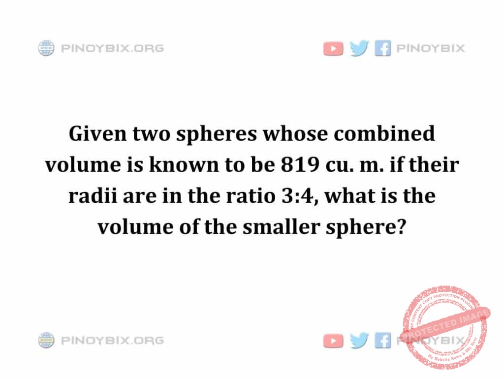 Solution: What is the volume of the smaller sphere?
