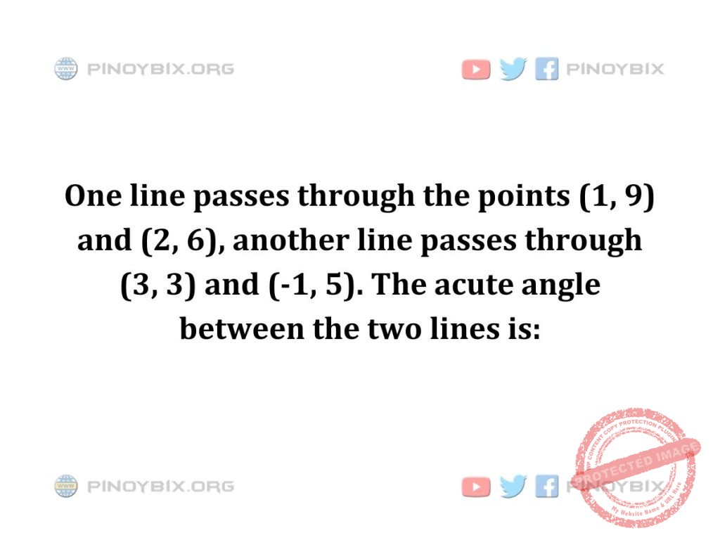 Solution: The acute angle between the two lines is